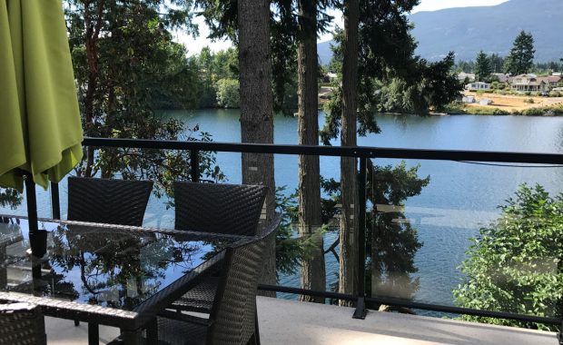 Lakefront Terrace outside living area overlooking lake