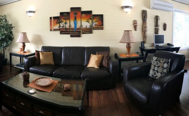 Lakeview executive rental home living and dining area